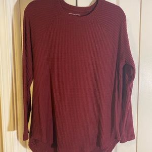 American Eagle Waffle Knit Long Sleeve Top